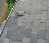 Cracked and damaged tiles requiring replacement by P & AS Hayselden Roofing Barnsley